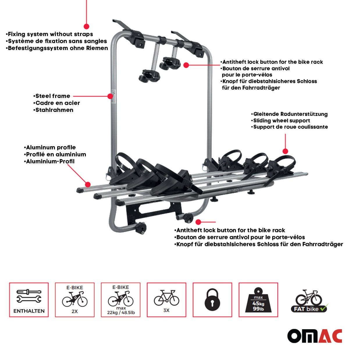 Subaru Outback Trunk Bike Rack - Rear - Omac - VIPER - '15-'19